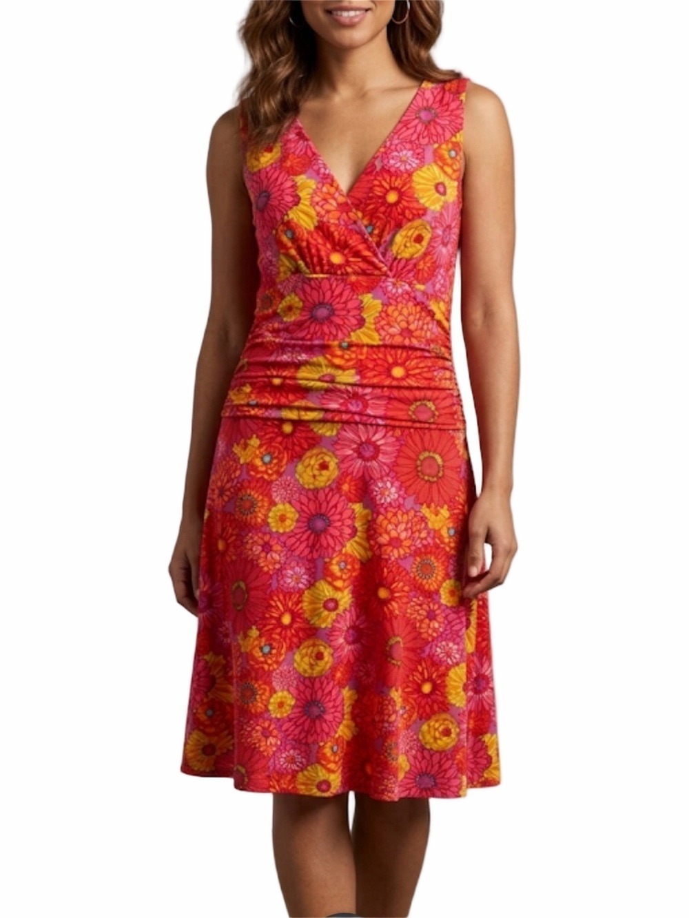 Garnet Hill Vibrant Floral Sundress Small Boho Chic Resort Summer Dress